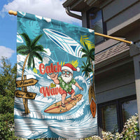Hawaii Summer Christmas Garden Flag Surfing Santa Shaka Catch The Wave