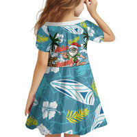 Hawaii Summer Christmas Kid Short Sleeve Dress Surfing Santa Shaka Catch The Wave LT14 - Polynesian Pride