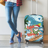 Hawaii Summer Christmas Luggage Cover Surfing Santa Shaka Catch The Wave