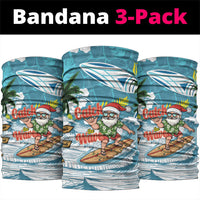 Hawaii Summer Christmas Neck Gaiter Surfing Santa Shaka Catch The Wave