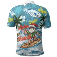 Hawaii Summer Christmas Polo Shirt Surfing Santa Shaka Catch The Wave LT14 - Polynesian Pride