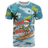 Hawaii Summer Christmas T Shirt Surfing Santa Shaka Catch The Wave