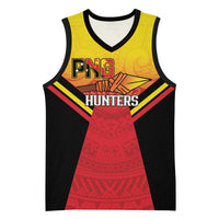 Papua New Guinea Rugby Custom Basketball Jersey Go PNG Hunters Polynesian Pattern - Polynesian Pride