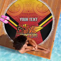 Papua New Guinea Rugby Custom Beach Blanket Go PNG Hunters Polynesian Pattern - Polynesian Pride