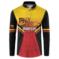 Papua New Guinea Rugby Custom Button Sweatshirt Go PNG Hunters Polynesian Pattern - Polynesian Pride