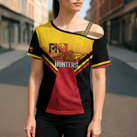 Papua New Guinea Rugby Custom Cross Shoulder Shirt Go PNG Hunters Polynesian Pattern - Polynesian Pride