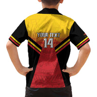 Papua New Guinea Rugby Custom Family Matching Off The Shoulder Long Sleeve Dress and Hawaiian Shirt Go PNG Hunters Polynesian Pattern - Polynesian Pride