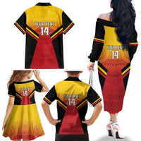 Papua New Guinea Rugby Custom Family Matching Off The Shoulder Long Sleeve Dress and Hawaiian Shirt Go PNG Hunters Polynesian Pattern - Polynesian Pride