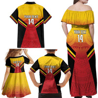 Papua New Guinea Rugby Custom Family Matching Off Shoulder Maxi Dress and Hawaiian Shirt Go PNG Hunters Polynesian Pattern - Polynesian Pride