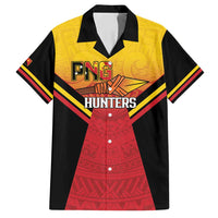 Papua New Guinea Rugby Custom Family Matching Off Shoulder Short Dress and Hawaiian Shirt Go PNG Hunters Polynesian Pattern - Polynesian Pride