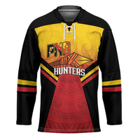 Papua New Guinea Rugby Custom Hockey Jersey Go PNG Hunters Polynesian Pattern LT14 Unisex Red - Polynesian Pride