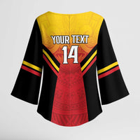 Papua New Guinea Rugby Custom Kimono Sleeve Blouse Go PNG Hunters Polynesian Pattern - Polynesian Pride