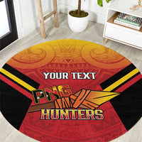 Papua New Guinea Rugby Custom Round Carpet Go PNG Hunters Polynesian Pattern - Polynesian Pride