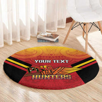 Papua New Guinea Rugby Custom Round Carpet Go PNG Hunters Polynesian Pattern - Polynesian Pride