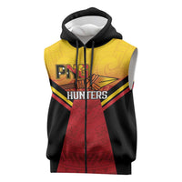 Papua New Guinea Rugby Custom Sleeveless Zip Hoodie Go PNG Hunters Polynesian Pattern LT14 Red - Polynesian Pride