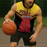 Papua New Guinea Rugby Custom Sleeveless Zip Hoodie Go PNG Hunters Polynesian Pattern LT14 - Polynesian Pride