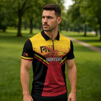 Papua New Guinea Rugby Custom Zipper Polo Shirt Go PNG Hunters Polynesian Pattern LT14 - Polynesian Pride