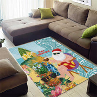 Aloha Hawaii Mele Kalikimaka Area Rug Chilling Santa With Pineapple - Polynesian Pattern LT14 - Polynesian Pride