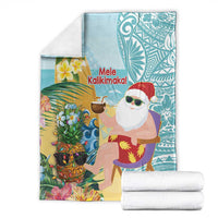 Aloha Hawaii Mele Kalikimaka Blanket Chilling Santa With Pineapple - Polynesian Pattern LT14 - Polynesian Pride