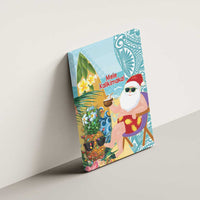 Aloha Hawaii Mele Kalikimaka Canvas Wall Art Chilling Santa With Pineapple - Polynesian Pattern LT14 - Polynesian Pride
