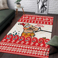 Mele Kalikimaka Hawaii Area Rug Water-skiing Santa Tropical Vibes LT14 Red - Polynesian Pride