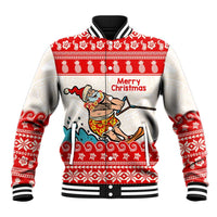 Mele Kalikimaka Hawaii Baseball Jacket Water-skiing Santa Tropical Vibes LT14 Unisex Red - Polynesian Pride
