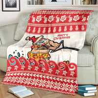 Mele Kalikimaka Hawaii Blanket Water-skiing Santa Tropical Vibes LT14 - Polynesian Pride
