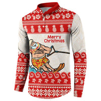 Mele Kalikimaka Hawaii Button Sweatshirt Water-skiing Santa Tropical Vibes LT14 - Polynesian Pride