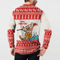Mele Kalikimaka Hawaii Button Sweatshirt Water-skiing Santa Tropical Vibes LT14 - Polynesian Pride