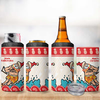 Mele Kalikimaka Hawaii 4 in 1 Can Cooler Tumbler Water-skiing Santa Tropical Vibes