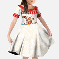 Mele Kalikimaka Hawaii Family Matching Long Sleeve Bodycon Dress and Hawaiian Shirt Water-skiing Santa Tropical Vibes