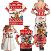 Mele Kalikimaka Hawaii Family Matching Summer Maxi Dress and Hawaiian Shirt Water-skiing Santa Tropical Vibes LT14 - Polynesian Pride