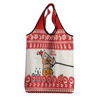 Mele Kalikimaka Hawaii Grocery Bag Water-skiing Santa Tropical Vibes