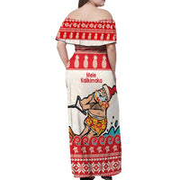 Mele Kalikimaka Hawaii Off Shoulder Maxi Dress Water-skiing Santa Tropical Vibes LT14 - Polynesian Pride