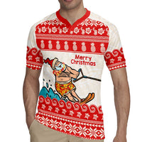 Mele Kalikimaka Hawaii Rugby Jersey Water-skiing Santa Tropical Vibes LT14 - Polynesian Pride