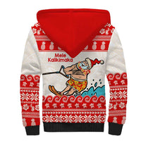 Mele Kalikimaka Hawaii Sherpa Hoodie Water-skiing Santa Tropical Vibes LT14 - Polynesian Pride