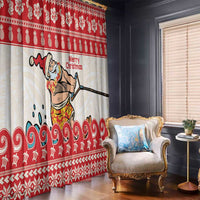 Mele Kalikimaka Hawaii Window Curtain Water-skiing Santa Tropical Vibes LT14 - Polynesian Pride