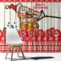 Mele Kalikimaka Hawaii Window Curtain Water-skiing Santa Tropical Vibes LT14 - Polynesian Pride