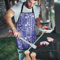 Blue Palaka Japanese Patterns Apron Koi Fish Asanoha Sakura Patchwork Stylized - Polynesian Pride