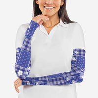 Blue Palaka Japanese Patterns Arm Sleeves Koi Fish Asanoha Sakura Patchwork Stylized LT14 - Polynesian Pride