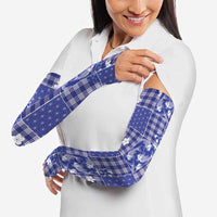 Blue Palaka Japanese Patterns Arm Sleeves Koi Fish Asanoha Sakura Patchwork Stylized LT14 - Polynesian Pride