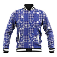Blue Palaka Japanese Patterns Baseball Jacket Koi Fish Asanoha Sakura Patchwork Stylized LT14 Unisex Blue - Polynesian Pride