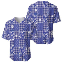 Blue Palaka Japanese Patterns Baseball Jersey Koi Fish Asanoha Sakura Patchwork Stylized - Polynesian Pride
