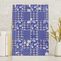 Blue Palaka Japanese Patterns Canvas Wall Art Koi Fish Asanoha Sakura Patchwork Stylized LT14 Without Frame Blue - Polynesian Pride