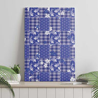 Blue Palaka Japanese Patterns Canvas Wall Art Koi Fish Asanoha Sakura Patchwork Stylized LT14 - Polynesian Pride