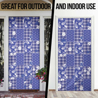 Blue Palaka Japanese Patterns Door Cover Koi Fish Asanoha Sakura Patchwork Stylized - Polynesian Pride