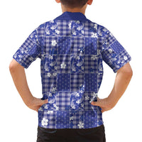 Blue Palaka Japanese Patterns Family Matching Puletasi and Hawaiian Shirt Koi Fish Asanoha Sakura Patchwork Stylized LT14 - Polynesian Pride
