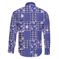 Blue Palaka Japanese Patterns Family Matching Puletasi and Hawaiian Shirt Koi Fish Asanoha Sakura Patchwork Stylized LT14 - Polynesian Pride