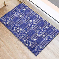 Blue Palaka Japanese Patterns Rubber Doormat Koi Fish Asanoha Sakura Patchwork Stylized LT14 - Polynesian Pride