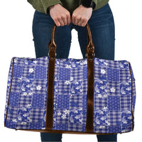 Blue Palaka Japanese Patterns Travel Bag Koi Fish Asanoha Sakura Patchwork Stylized - Polynesian Pride